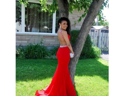 Red Prom dress with open back client Photo 2015